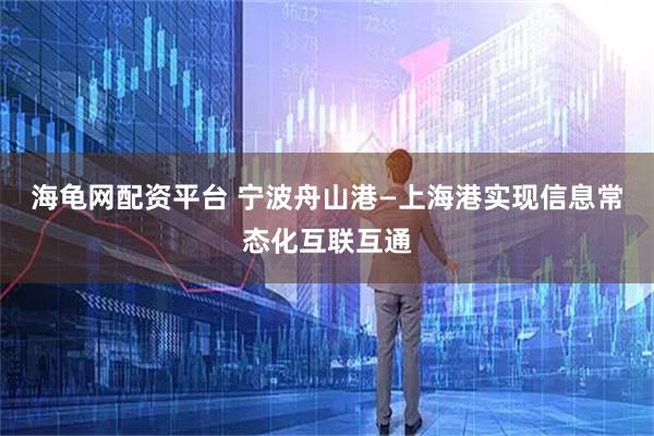 海龟网配资平台 宁波舟山港—上海港实现信息常态化互联互通
