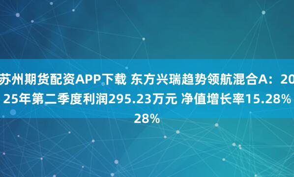 苏州期货配资APP下载 东方兴瑞趋势领航混合A：2025年第二季度利润295.23万元 净值增长率15.28%
